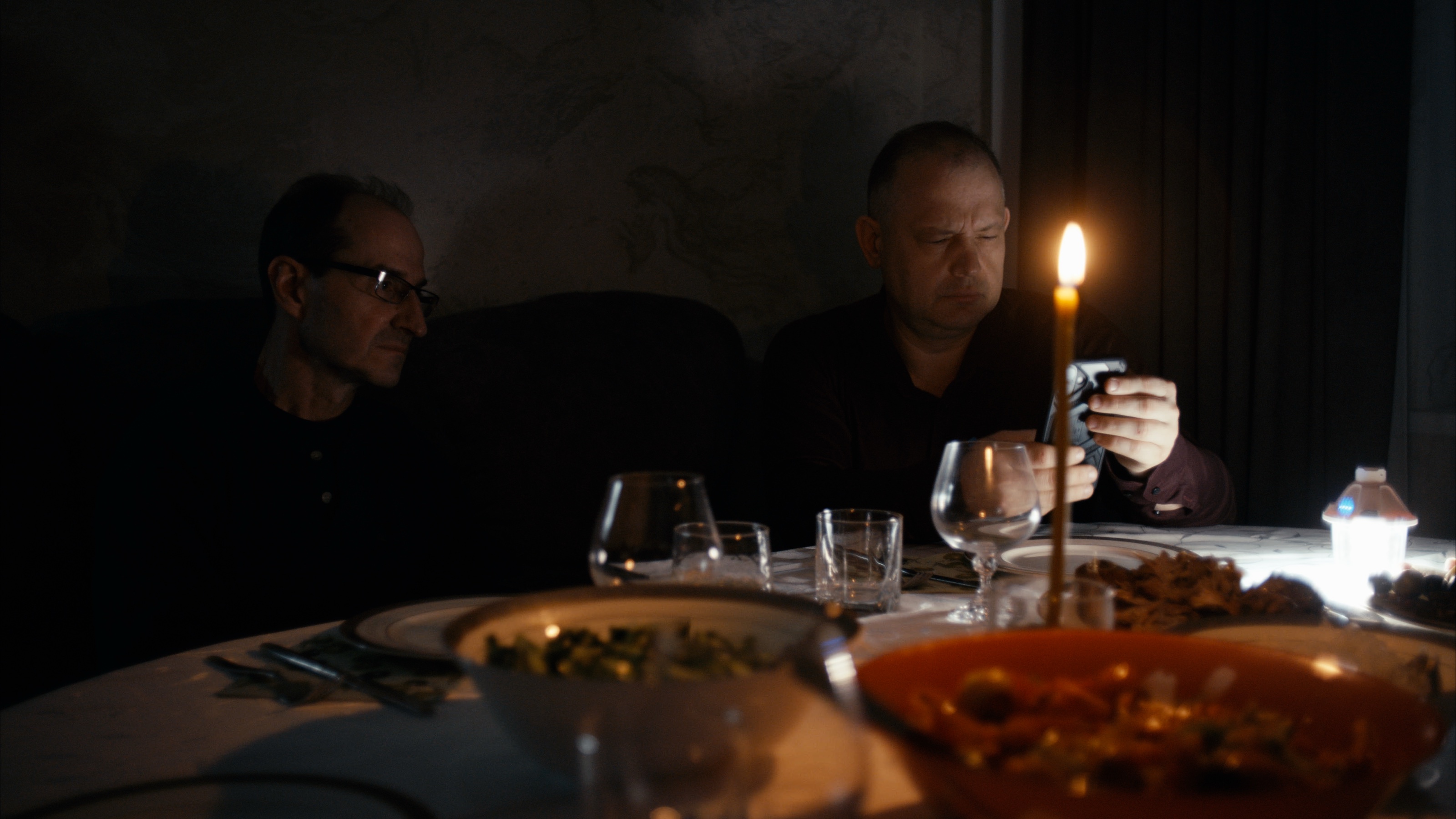 Dinner at Andrii’s home by candlelight.